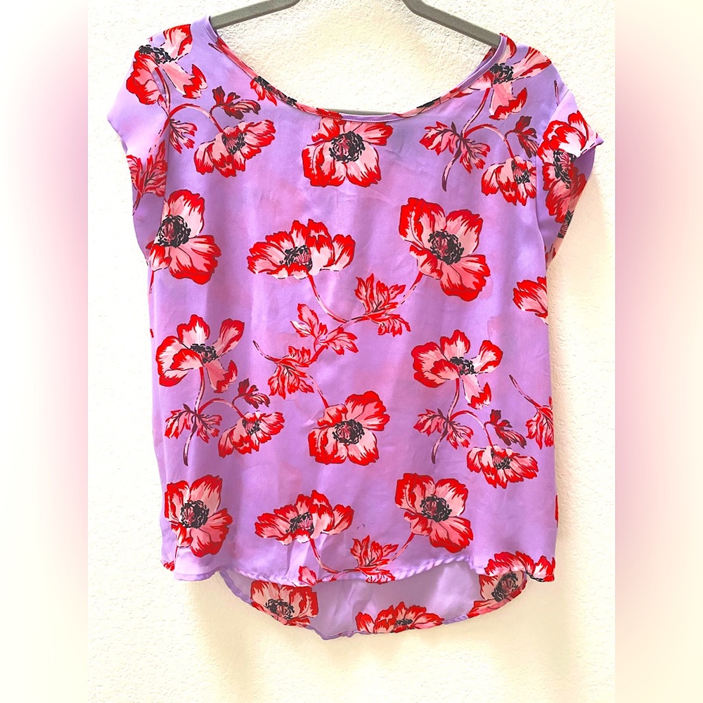 Rachel Zoe Purple Floral Print Blouse
